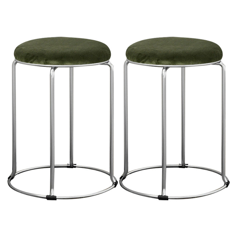Modern Ottoman Velvet Upholstered Solid Color Metal Frame Round Ottoman Green 2 Piece Set Clearhalo 'furn' 'furn_ottomans_poufs' 'Furniture' 'Living Room Furniture' 'Ottomans & Poufs' 'ottomans_poufs' 6120494