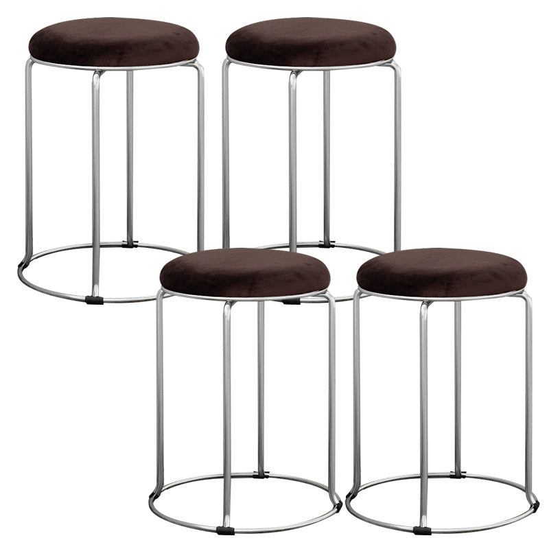 Modern Ottoman Velvet Upholstered Solid Color Metal Frame Round Ottoman Coffee 4 Piece Set Clearhalo 'furn' 'furn_ottomans_poufs' 'Furniture' 'Living Room Furniture' 'Ottomans & Poufs' 'ottomans_poufs' 6120499