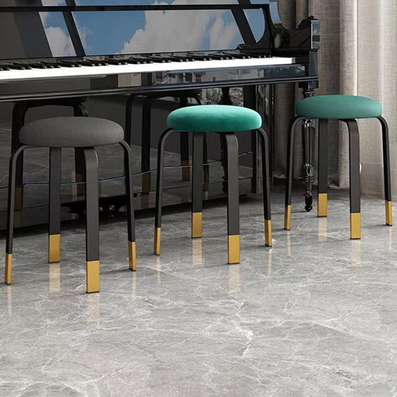 Modern Ottoman Fabric Upholstered Solid Color Metal Frame Round Ottoman Clearhalo 'furn' 'furn_ottomans_poufs' 'Furniture' 'Living Room Furniture' 'Ottomans & Poufs' 'ottomans_poufs' 6120523