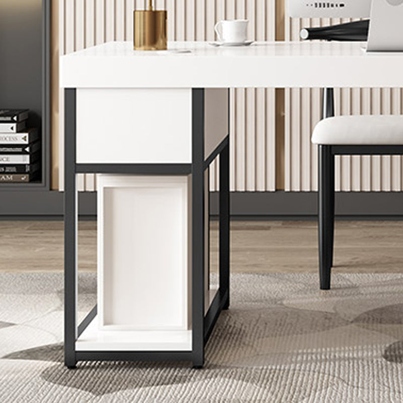 Witte eigentijdse stijl houten computerbureau rechthoekige kantoorbureau