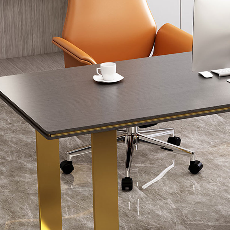 Rectangular with Drawers Office Desk Pedestal Artificial Wood Writing Desk Glam Clearhalo 'furn' 'furn_office_desk' 'Furniture' 'Office Desks' 'Office Furniture' 'office_desk' 6120675