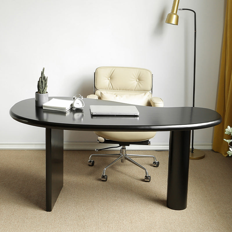 Escritorio de oficina de forma no convencional escritorio de escritura de madera maciza contemporánea para el hogar