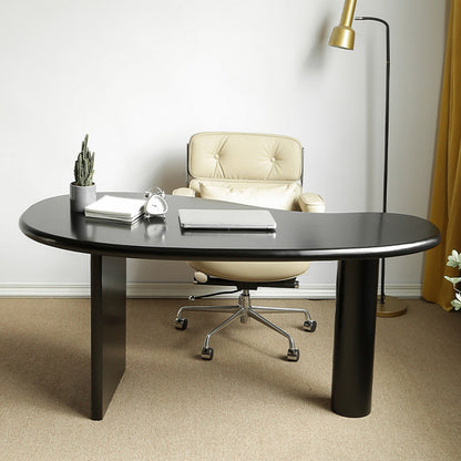 Escritorio de oficina de forma no convencional escritorio de escritura de madera maciza contemporánea para el hogar