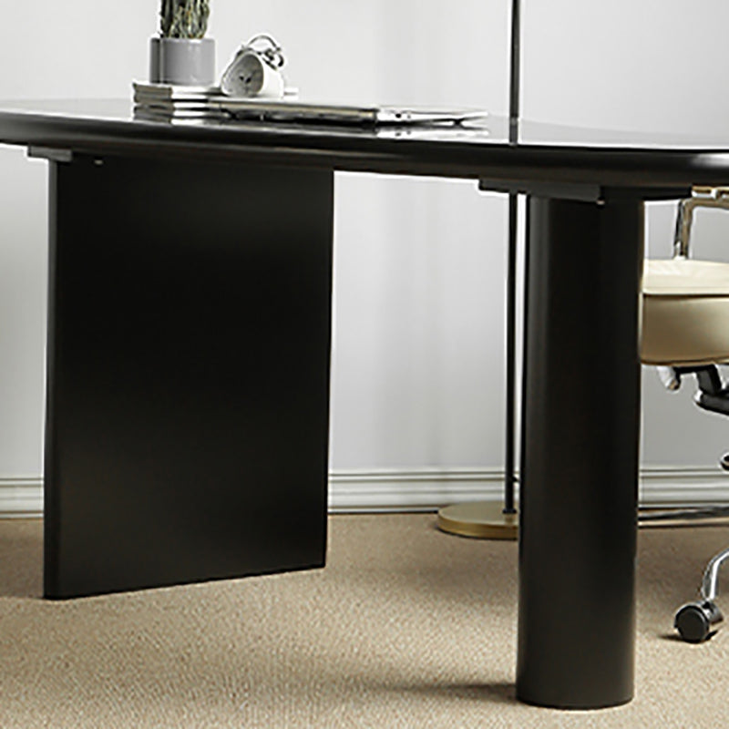 Escritorio de oficina de forma no convencional escritorio de escritura de madera maciza contemporánea para el hogar