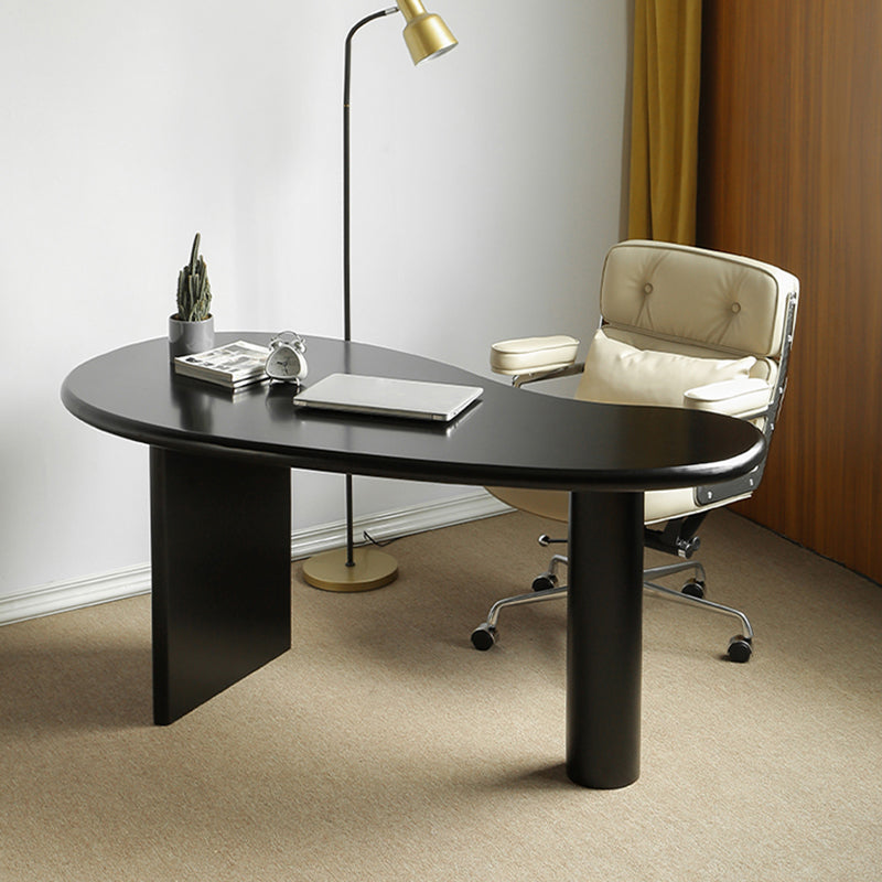 Escritorio de oficina de forma no convencional escritorio de escritura de madera maciza contemporánea para el hogar