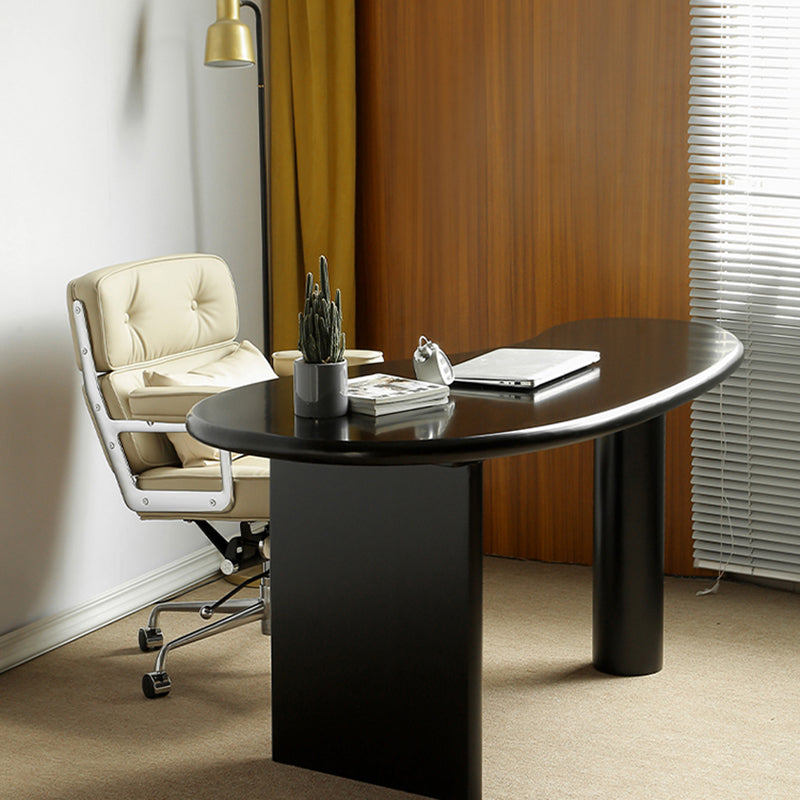 Escritorio de oficina de forma no convencional escritorio de escritura de madera maciza contemporánea para el hogar