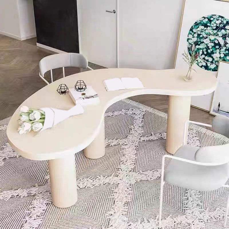 Escritorio de oficina contemporáneo de forma no convencional escritorio de escritura de madera sólida para el hogar