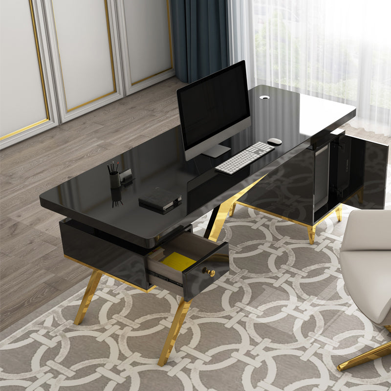 Escritorio de oficina artificial y acero Descrito de escritura de pedestal con archivador