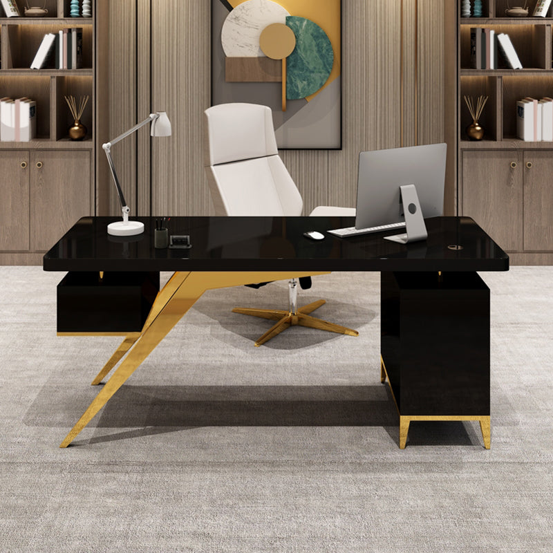 Escritorio de oficina artificial y acero Descrito de escritura de pedestal con archivador