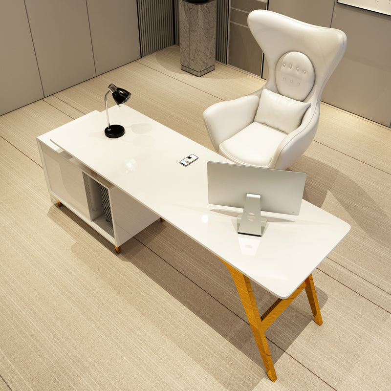 23.6" Wide Office Desk with 3 Storage Drawers Computer Desk Artificial Wood Clearhalo 'furn' 'furn_office_desk' 'Furniture' 'Office Desks' 'Office Furniture' 'office_desk' 6120801