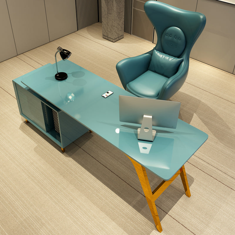 23.6" Wide Office Desk with 3 Storage Drawers Computer Desk Artificial Wood Clearhalo 'furn' 'furn_office_desk' 'Furniture' 'Office Desks' 'Office Furniture' 'office_desk' 6120803