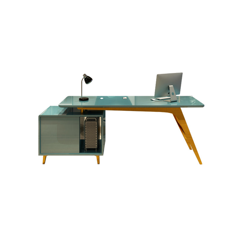 23.6" Wide Office Desk with 3 Storage Drawers Computer Desk Artificial Wood Clearhalo 'furn' 'furn_office_desk' 'Furniture' 'Office Desks' 'Office Furniture' 'office_desk' 6120805