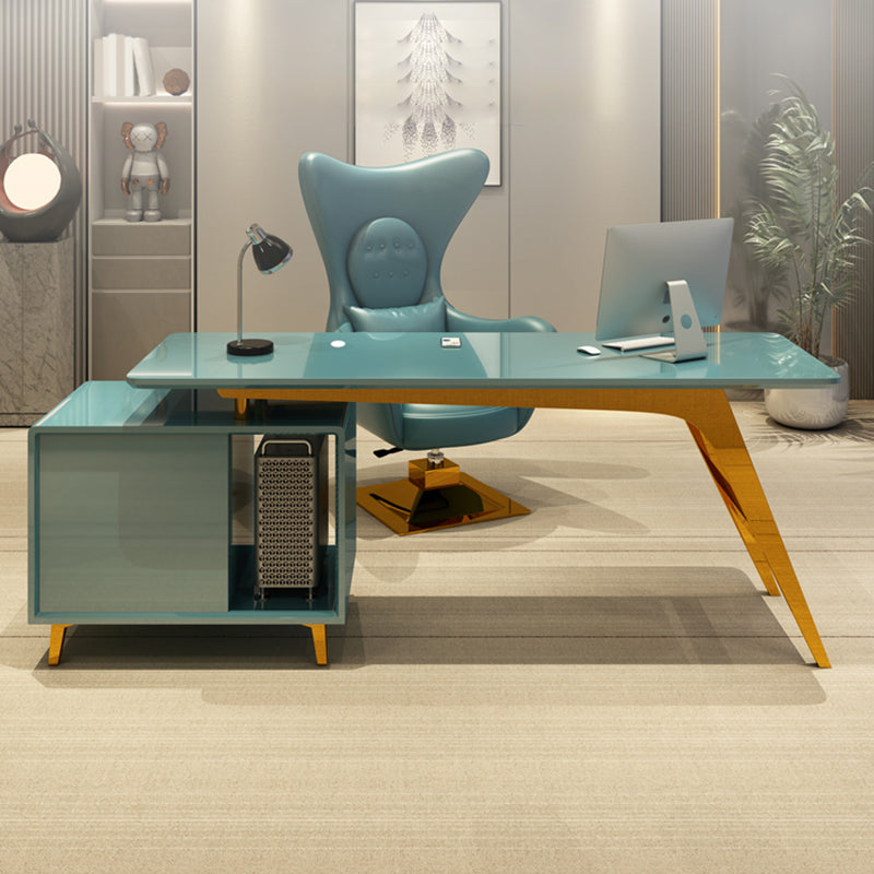 23.6" Wide Office Desk with 3 Storage Drawers Computer Desk Artificial Wood Clearhalo 'furn' 'furn_office_desk' 'Furniture' 'Office Desks' 'Office Furniture' 'office_desk' 6120810