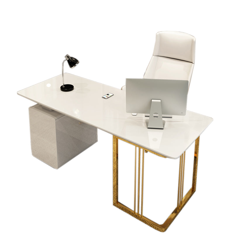 Escritorio de escritura de glamour rectangular con escritorio de oficina de archivos madera artificial