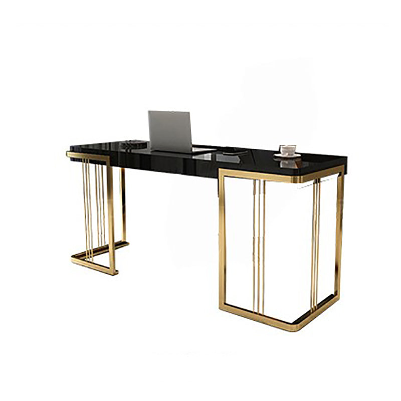 Artificial Wood Writing Desk Rectangular Sled Office Desk for Office 63"L x 22"W x 30"H Black Clearhalo 'furn' 'furn_office_desk' 'Furniture' 'Office Desks' 'Office Furniture' 'office_desk' 6120831