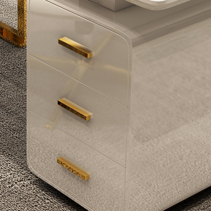 Rectangular Glam Office Desk with 3 Storage Drawers Writing Desk Artificial Wood Clearhalo 'furn' 'furn_office_desk' 'Furniture' 'Office Desks' 'Office Furniture' 'office_desk' 6120854