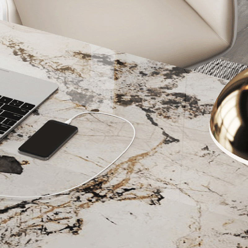 Beige rechteckige Schreibtisch Glam Kabelverwaltungsbüro mit Schubladen