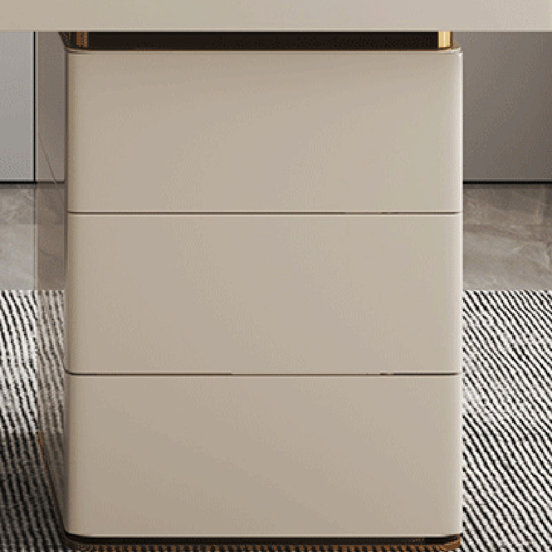 Beige rechteckige Schreibtisch Glam Kabelverwaltungsbüro mit Schubladen