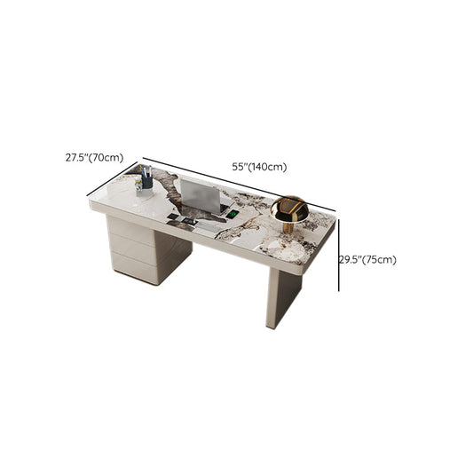 Banco di scrittura rettangolare beige glam management office scrivania con cassetti