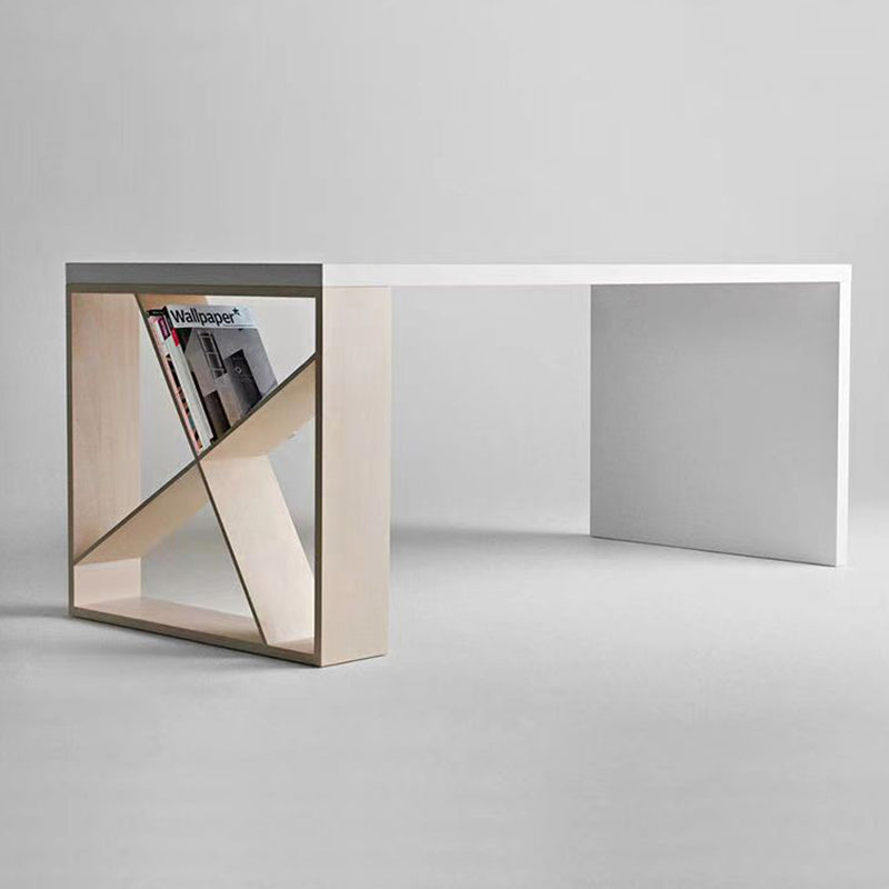 Blanc en bois massif en bois solide RECTANGULAIRE Bureau de réunion glamour pour le bureau