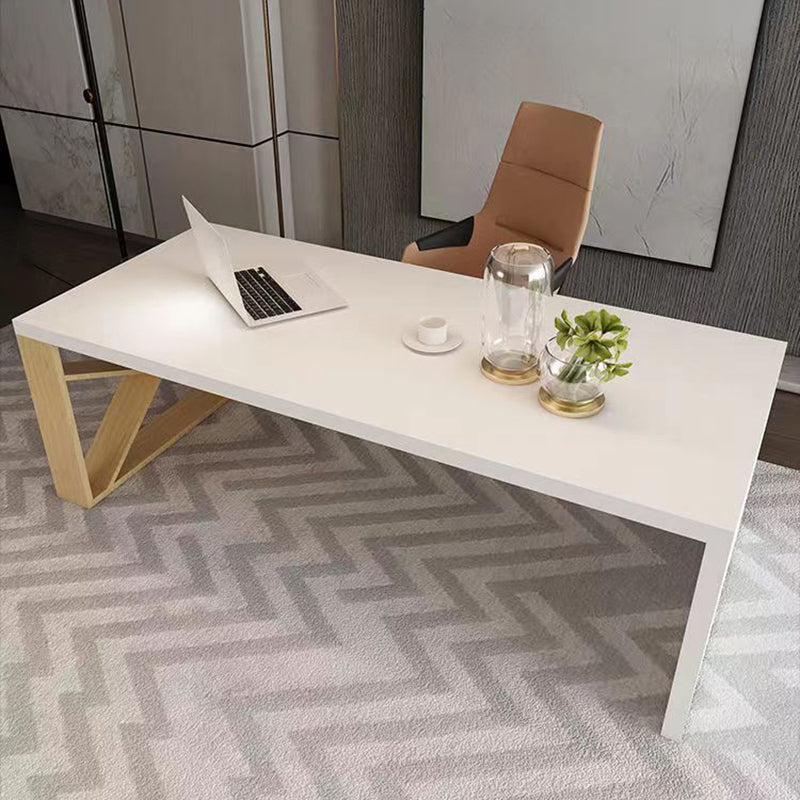 Blanc en bois massif en bois solide RECTANGULAIRE Bureau de réunion glamour pour le bureau