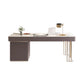 Rectangular Pewter Office Desk Glam Built in Outlets Writing Desk with Drawers