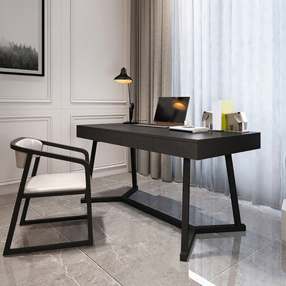 Industrial Black Writing Desk with Drawers Office Desk Rectangular