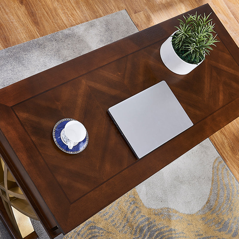 Glam Natural Rectangular Writing Desk Home Office Desk with Metal Legs Clearhalo 'furn' 'furn_office_desk' 'Furniture' 'Office Desks' 'Office Furniture' 'office_desk' 6120951