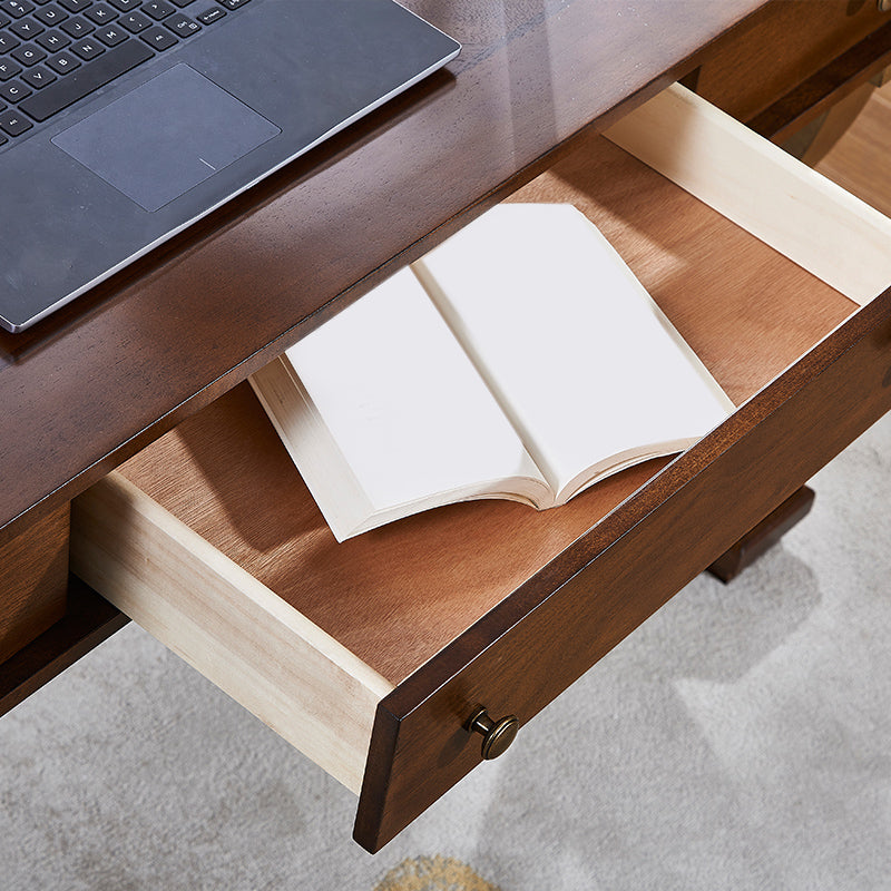 Glam Natural Rectangular Writing Desk Home Office Desk with Metal Legs Clearhalo 'furn' 'furn_office_desk' 'Furniture' 'Office Desks' 'Office Furniture' 'office_desk' 6120953