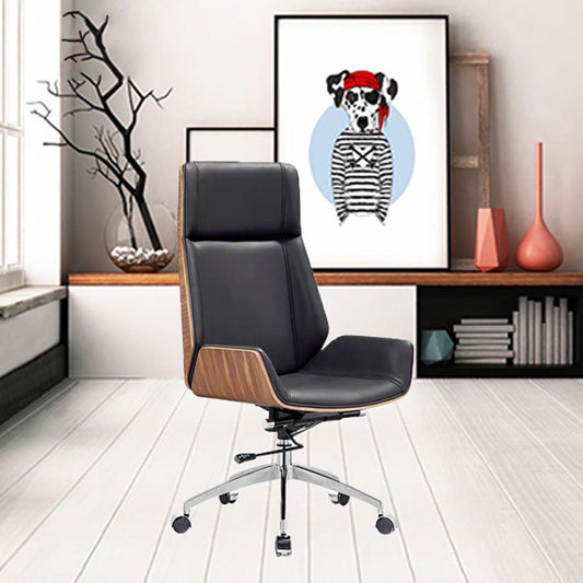 Contemporary High Back Office Chair Black Executive Faux Leather Chair Clearhalo 'furn' 'furn_office_chair' 'Furniture' 'Office Chairs' 'Office Furniture' 'office_chair' 6121047