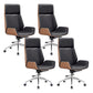 Contemporary High Back Office Chair Black Executive Faux Leather Chair 4 Piece Set Clearhalo 'furn' 'furn_office_chair' 'Furniture' 'Office Chairs' 'Office Furniture' 'office_chair' 6121049