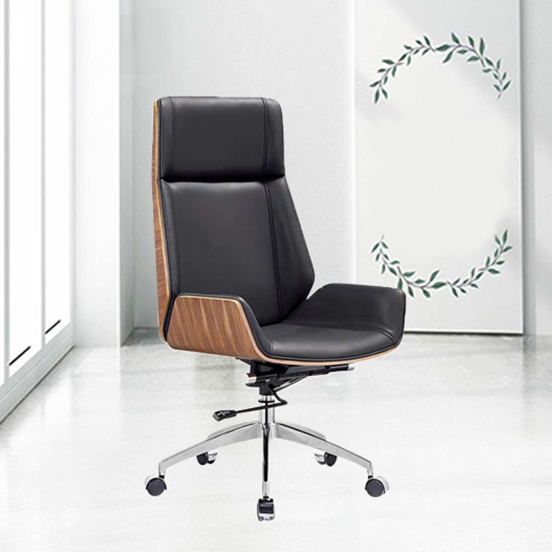 Contemporary High Back Office Chair Black Executive Faux Leather Chair Clearhalo 'furn' 'furn_office_chair' 'Furniture' 'Office Chairs' 'Office Furniture' 'office_chair' 6121050