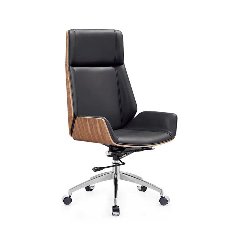 Contemporary High Back Office Chair Black Executive Faux Leather Chair Clearhalo 'furn' 'furn_office_chair' 'Furniture' 'Office Chairs' 'Office Furniture' 'office_chair' 6121055