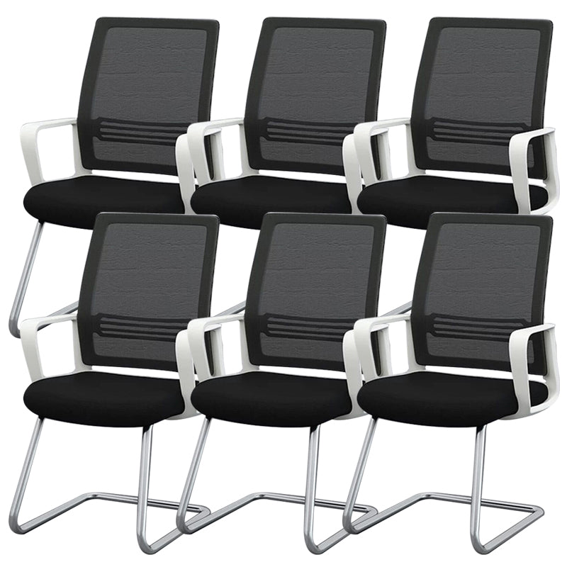 Modern & Contemporary Mid-Back Chair Conference Office Chair Matte Black 6 Piece Set Clearhalo 'furn' 'furn_office_chair' 'Furniture' 'Office Chairs' 'Office Furniture' 'office_chair' 6121102