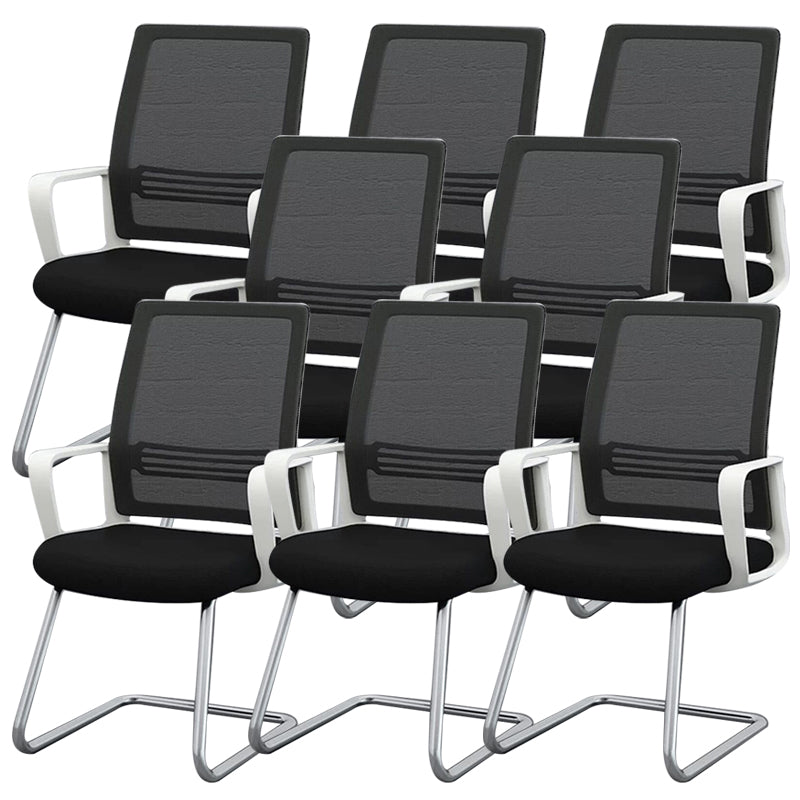 Modern & Contemporary Mid-Back Chair Conference Office Chair Matte Black 8 Piece Set Clearhalo 'furn' 'furn_office_chair' 'Furniture' 'Office Chairs' 'Office Furniture' 'office_chair' 6121103