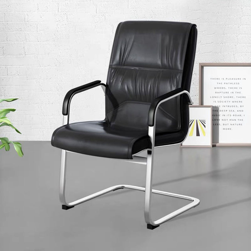 Modern & Contemporary Mid-Back Chair Conference Office Chair Gloss Black 1 Piece Clearhalo 'furn' 'furn_office_chair' 'Furniture' 'Office Chairs' 'Office Furniture' 'office_chair' 6121110