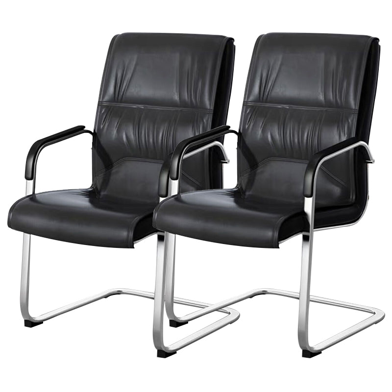 Modern & Contemporary Mid-Back Chair Conference Office Chair Gloss Black 2 Piece Set Clearhalo 'furn' 'furn_office_chair' 'Furniture' 'Office Chairs' 'Office Furniture' 'office_chair' 6121111