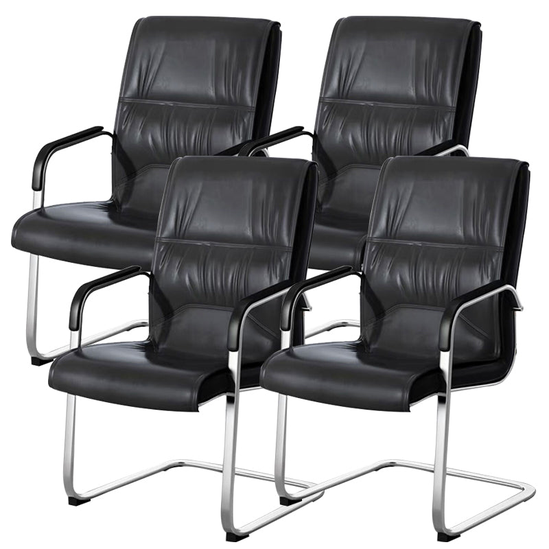 Modern & Contemporary Mid-Back Chair Conference Office Chair Gloss Black 4 Piece Set Clearhalo 'furn' 'furn_office_chair' 'Furniture' 'Office Chairs' 'Office Furniture' 'office_chair' 6121112