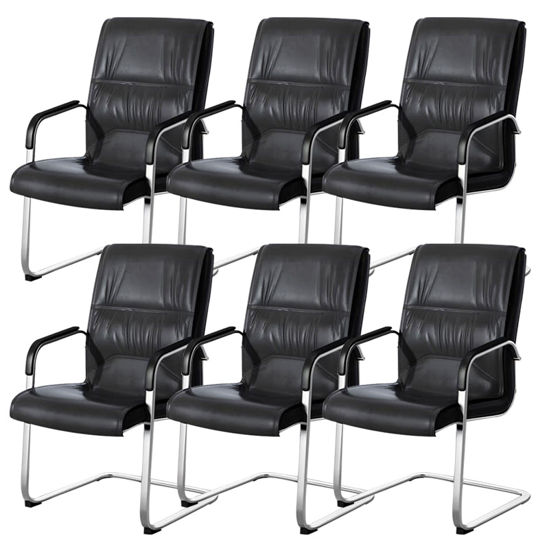 Modern & Contemporary Mid-Back Chair Conference Office Chair Gloss Black 6 Piece Set Clearhalo 'furn' 'furn_office_chair' 'Furniture' 'Office Chairs' 'Office Furniture' 'office_chair' 6121113