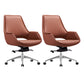 Chrome Frame No Distressing Office Chair Brown Faux Leather Managers Chair