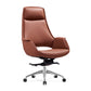 Chrome Frame No Distressing Office Chair Brown Faux Leather Managers Chair