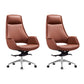Chrome Frame No Distressing Office Chair Brown Faux Leather Managers Chair