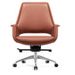 Chrome Frame No Distressing Office Chair Brown Faux Leather Managers Chair