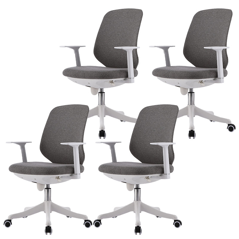 Contemporary Mid-Back Office Chair Gray Conference Fabric Swivel Chair With Arms 4 Piece Set Clearhalo 'furn' 'furn_office_chair' 'Furniture' 'Office Chairs' 'Office Furniture' 'office_chair' 6121229