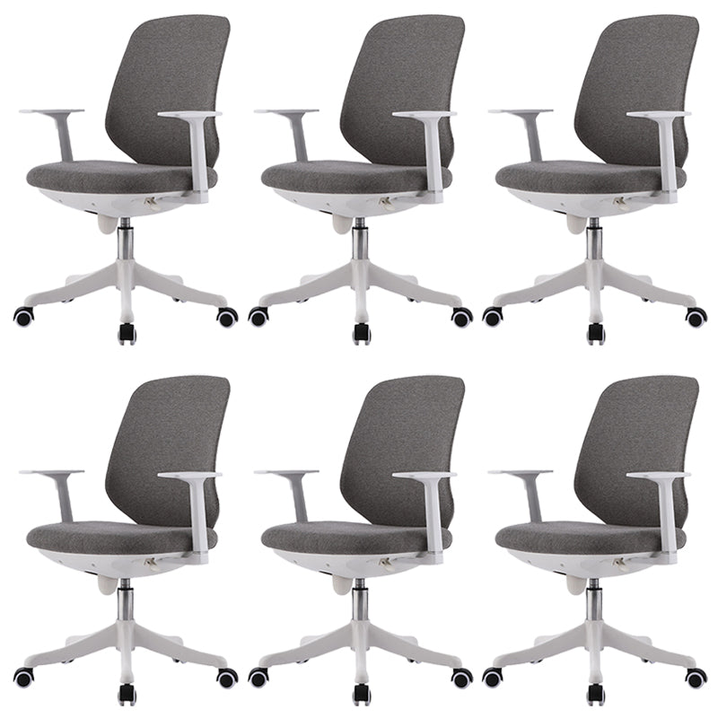 Contemporary Mid-Back Office Chair Gray Conference Fabric Swivel Chair With Arms 6 Piece Set Clearhalo 'furn' 'furn_office_chair' 'Furniture' 'Office Chairs' 'Office Furniture' 'office_chair' 6121232