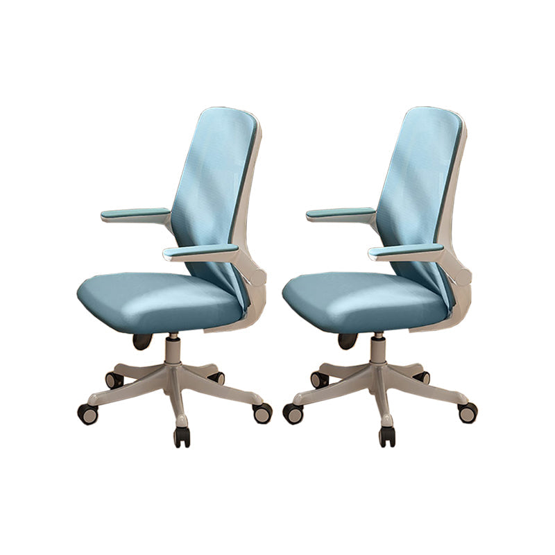 Flip-up Armrest Desk Chair Microfiber Desk High Back Chair Swivel Ergonomic Blue 2 Piece Set Clearhalo 'furn' 'furn_office_chair' 'Furniture' 'Office Chairs' 'Office Furniture' 'office_chair' 6121247