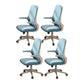 Flip-up Armrest Desk Chair Microfiber Desk High Back Chair Swivel Ergonomic Blue 4 Piece Set Clearhalo 'furn' 'furn_office_chair' 'Furniture' 'Office Chairs' 'Office Furniture' 'office_chair' 6121248