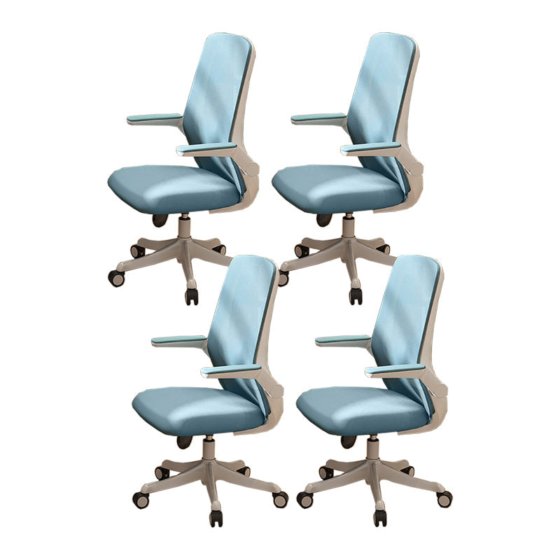 Flip-up Armrest Desk Chair Microfiber Desk High Back Chair Swivel Ergonomic Blue 4 Piece Set Clearhalo 'furn' 'furn_office_chair' 'Furniture' 'Office Chairs' 'Office Furniture' 'office_chair' 6121248