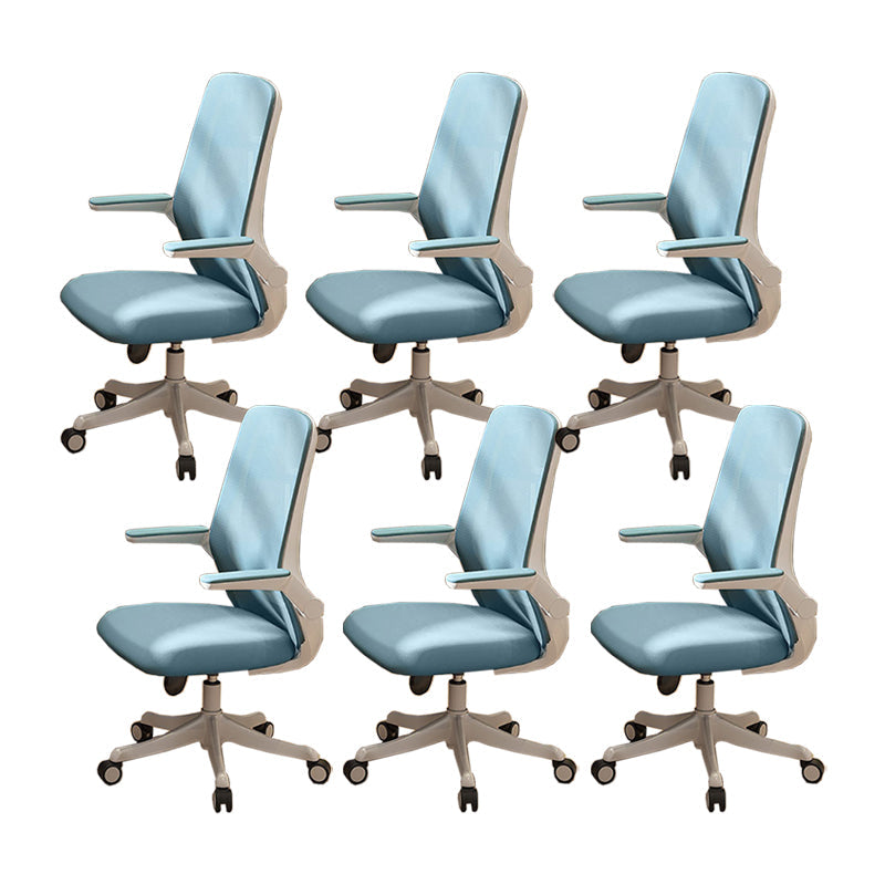 Flip-up Armrest Desk Chair Microfiber Desk High Back Chair Swivel Ergonomic Blue 6 Piece Set Clearhalo 'furn' 'furn_office_chair' 'Furniture' 'Office Chairs' 'Office Furniture' 'office_chair' 6121250
