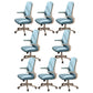Flip-up Armrest Desk Chair Microfiber Desk High Back Chair Swivel Ergonomic Blue 8 Piece Set Clearhalo 'furn' 'furn_office_chair' 'Furniture' 'Office Chairs' 'Office Furniture' 'office_chair' 6121252